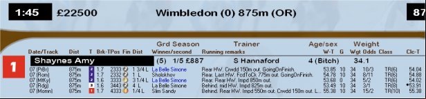 Greyhound Racecard